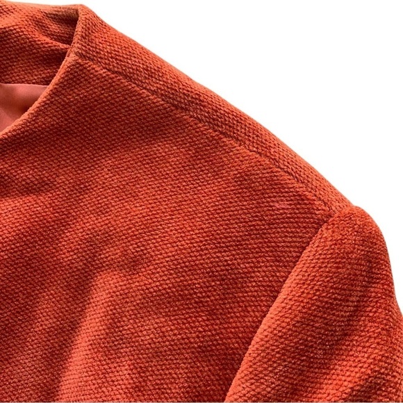 Vtg Emanuel Ungaro Chenille Collarless Buttoned Jacket Rust Orange Size US4 EU38 - Picture 5 of 9